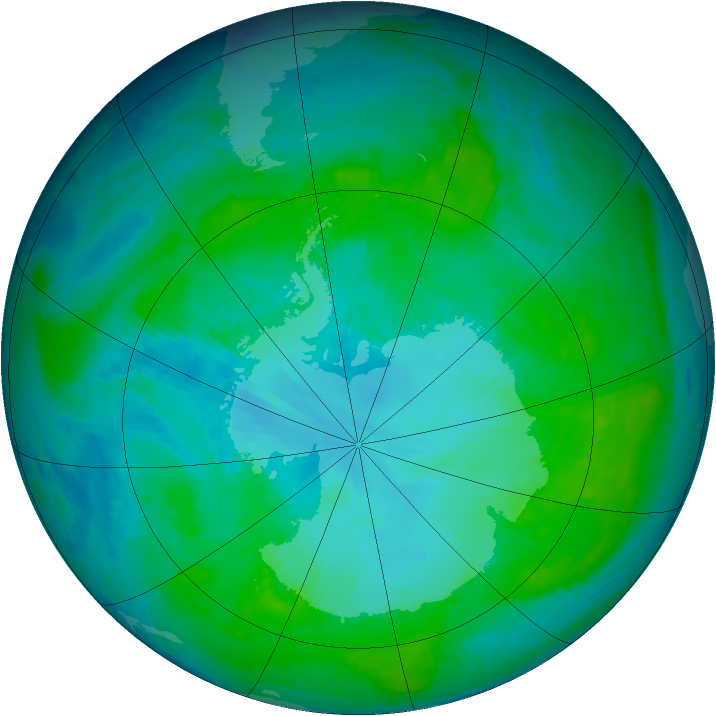 Antarctic ozone map for 12 January 2004